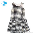 100%Cotton Sleeveless Plaid Baby Girls Party Wear Dress With Bowknot